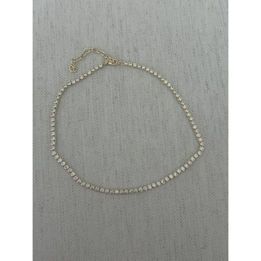 Beautiful Diamond Tennis Necklace 14K Yellow Gold Adjustable 15 inch